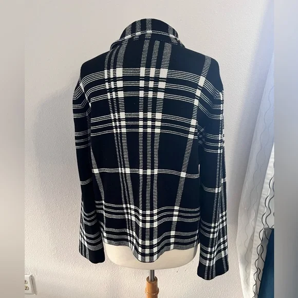 Chaps plaid zip up moto sweater jacket - Picture 5 of 6